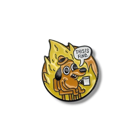 This Is Fine Dog - Question Hound Brooch/Pin - Picture 1 of 7